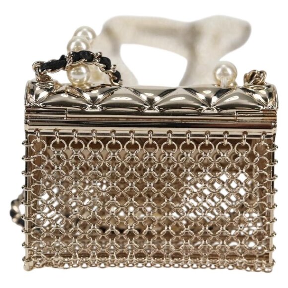 CHANEL Matelasse 2021S Pearl Necklace Metal Gold tone CC Auth 131853SM - Picture 3 of 16